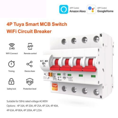 Aptomat Tuya Wifi 4P (từ 16A đến 125A)