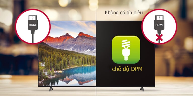 It only turns on when there is signal and turns off when there is not any signal in DPM Mode.